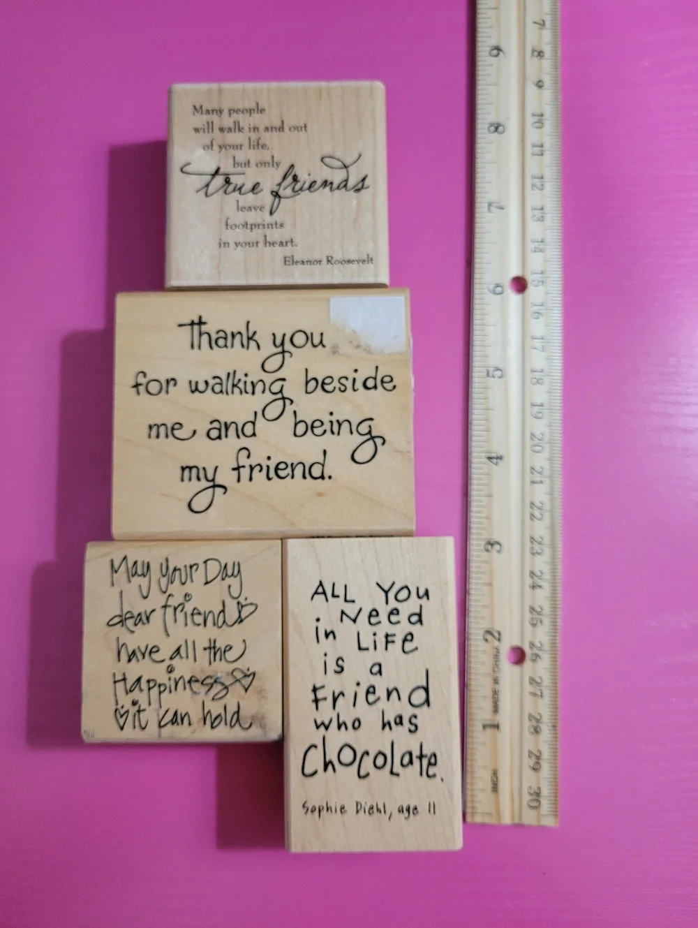 Wooden Rubber Stamp Bundle. Friendship Themed.  (0721)